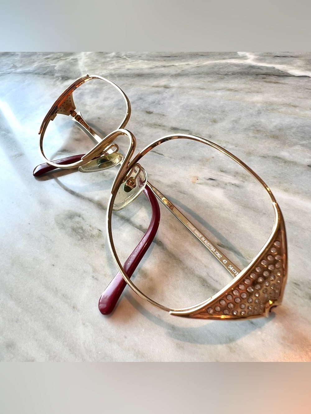 Christian Dior Vintage 1980s Gold Rhinestone Oversized Eyeglass Made in Austria - Picture 2 of 14